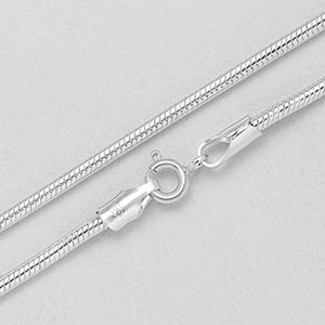 Sterling Silver Solid 3mm Round Snake Necklace